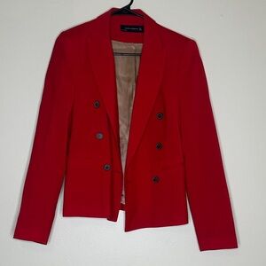 Zara Vibrant Red Double-Breasted Blazer